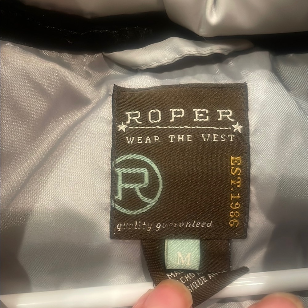 Roper western brand light grey  Quilted Puffer Vest - Picture 3 of 3